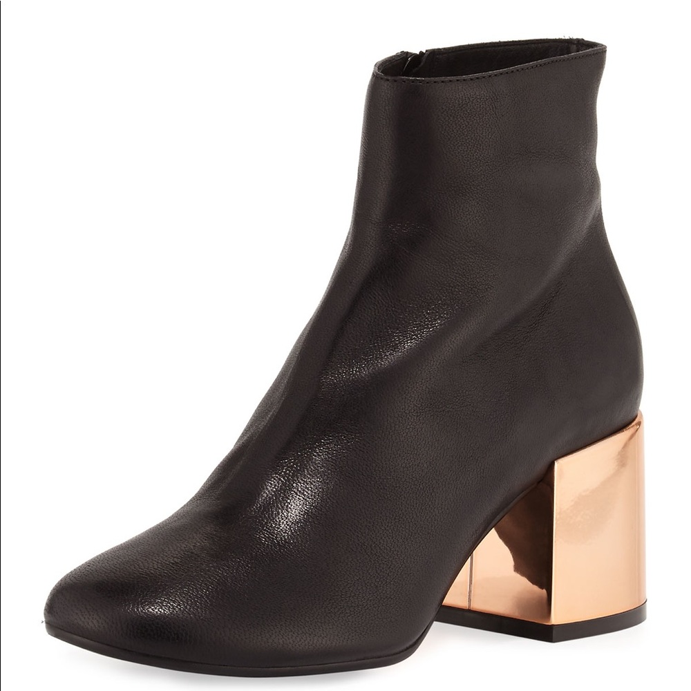 MM6 Maison Margiela Leather Block Heel Ankle Boots